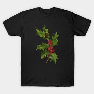 Vintage Christmas Berries Botanical Illustration T-Shirt